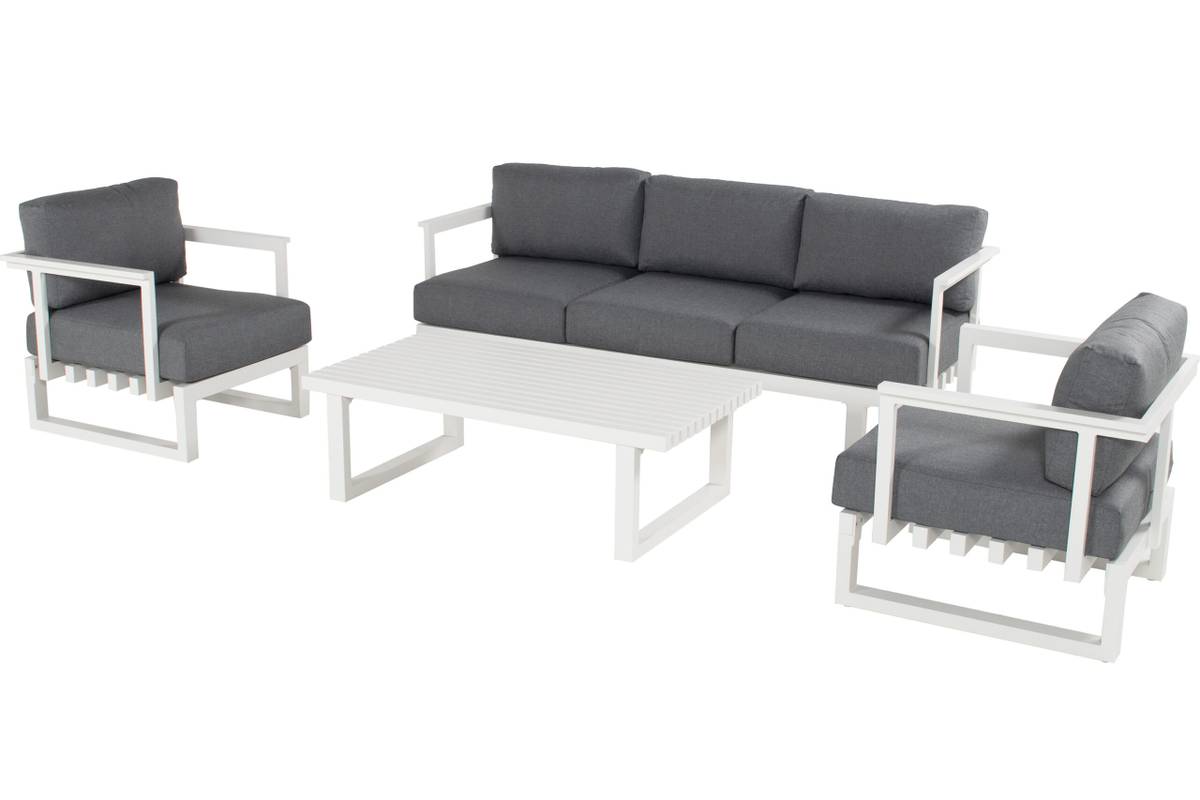 Hartman Calabria sett 3+1+1+bord - hvit/fibergr