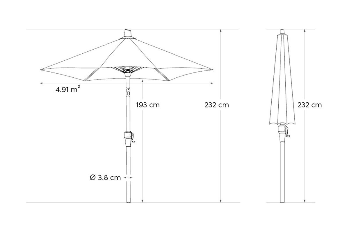 Platinum Riva parasoll Ø250 cm m/sveiv - lys grå
