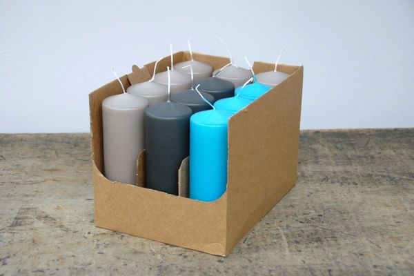 Hovedbilde Enjoy kubbelys Ø6xH18 cm - lin/turkis/mørk grå, 12 stk