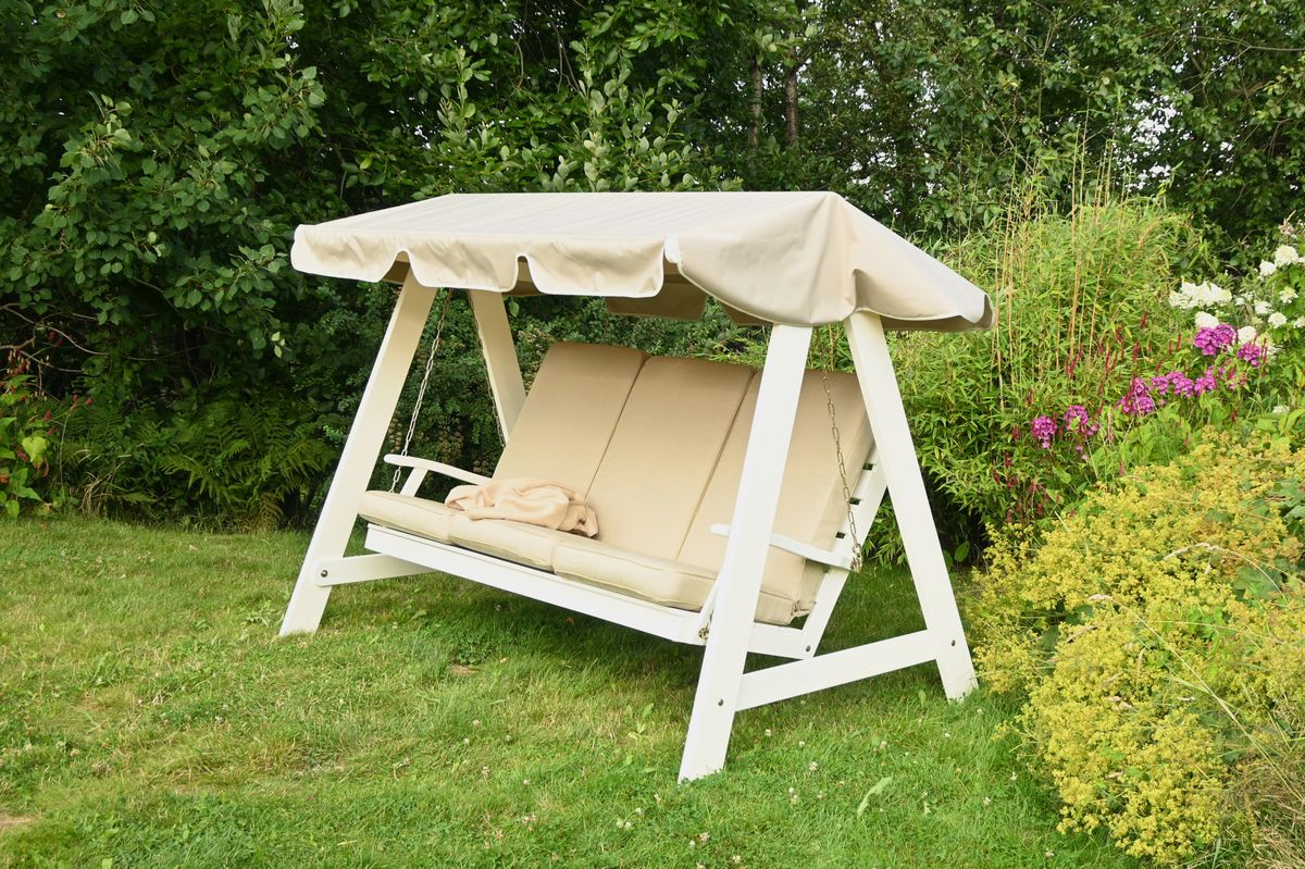 Dalom hammock med tak - hvit/jutebeige tak