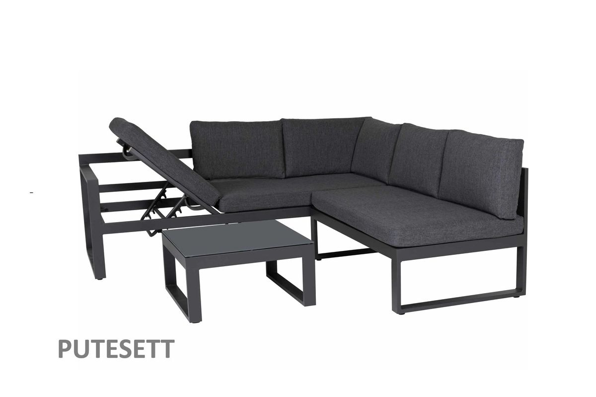 Support 68 putesett til hjørnesofa - design Nattgrå, 8 puter