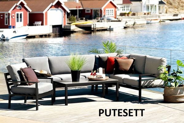 Hovedbilde Kathrine putesett til hjørnesofa+stol - design Harmonigrå, 15 puter