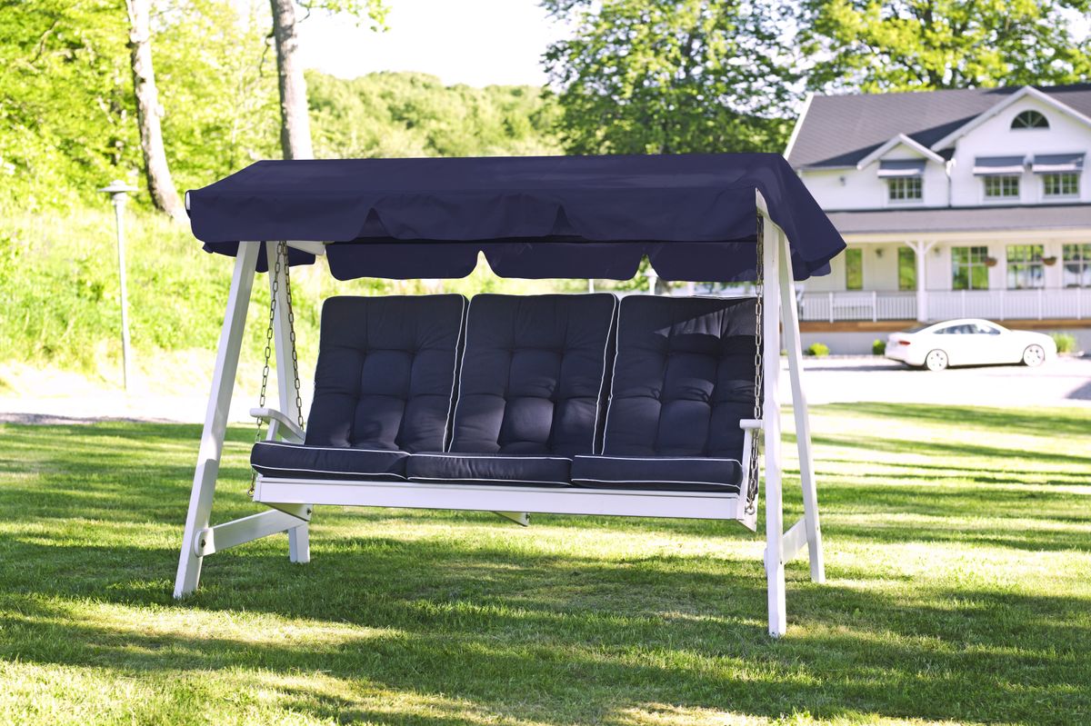 Dalom hammock med tak - hvit/blått tak