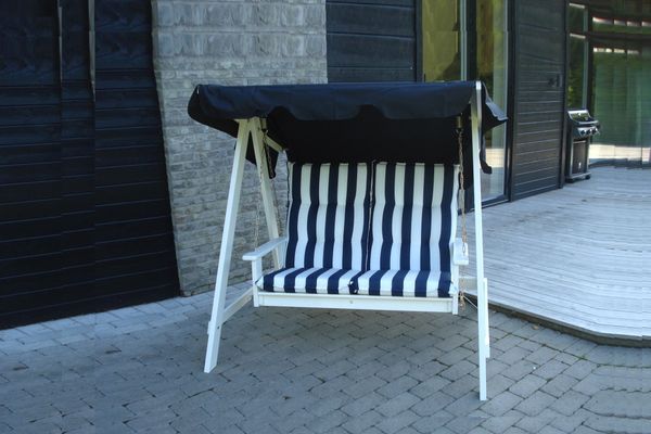 Hovedbilde Mellby Duo hammock m/tak - hvit/blå