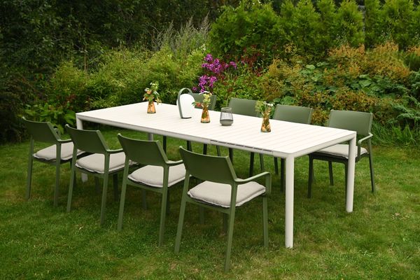 Bilde av Nardi Trill sett 8 spisestoler+Tevere XL uttrekksbord - agavegrønn/cordabeige