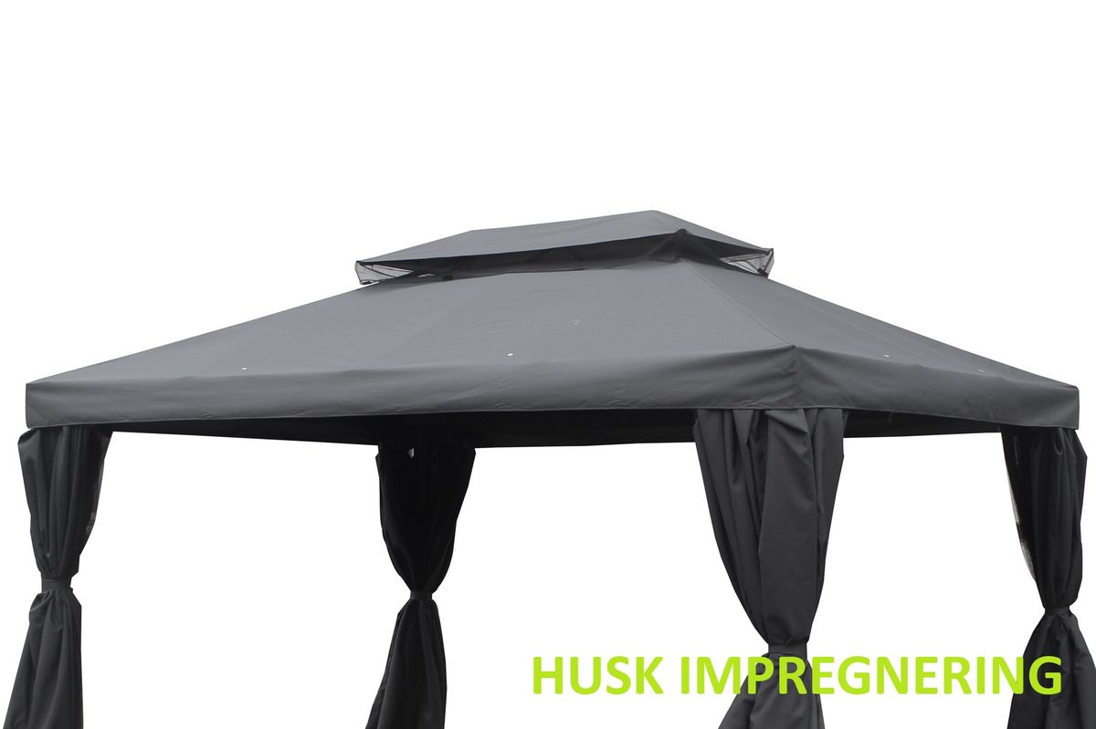 Oxford tak m/topphatt til 3x4 m paviljong - mørk grå