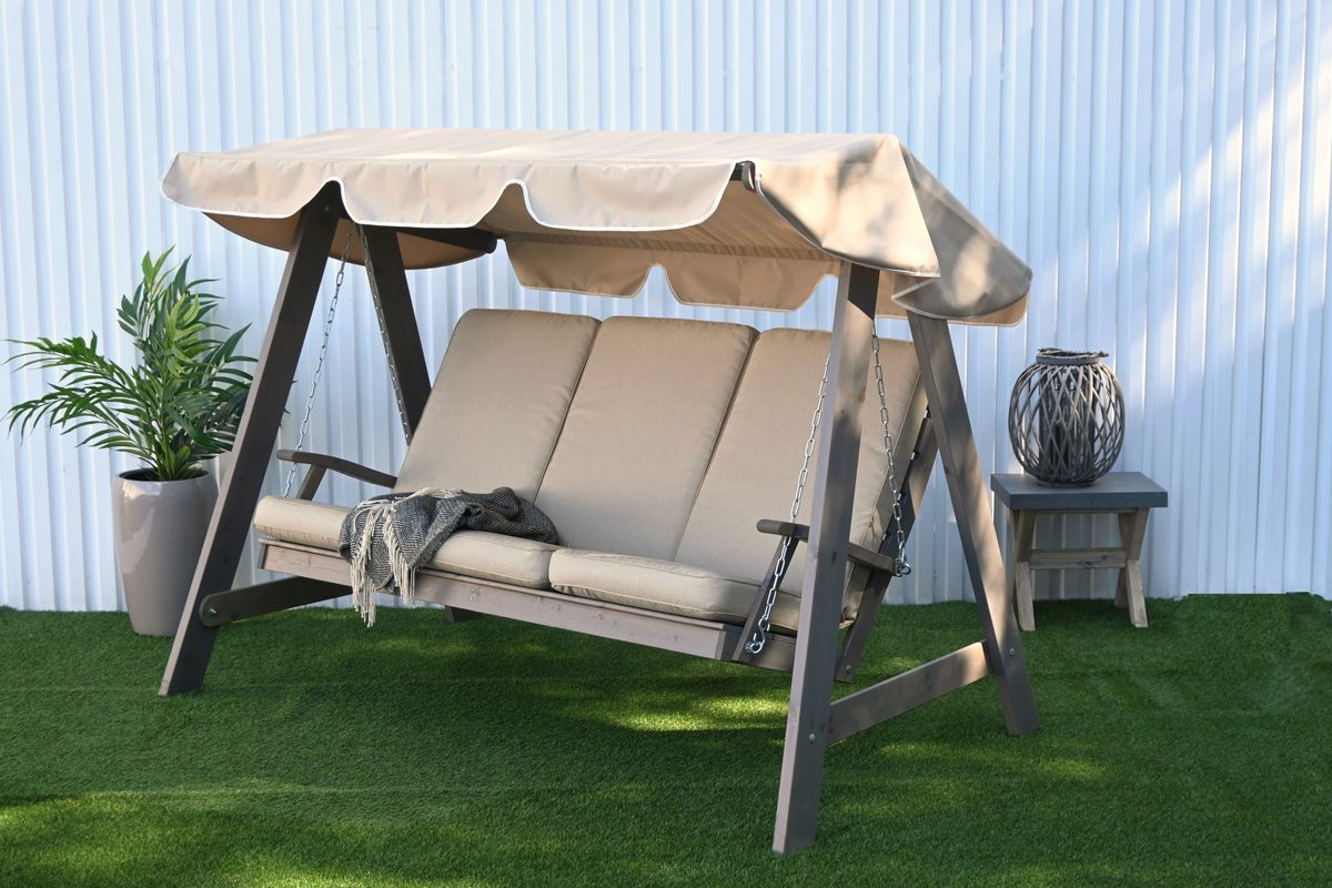 Dalom hammock med tak - grå/jutebeige tak
