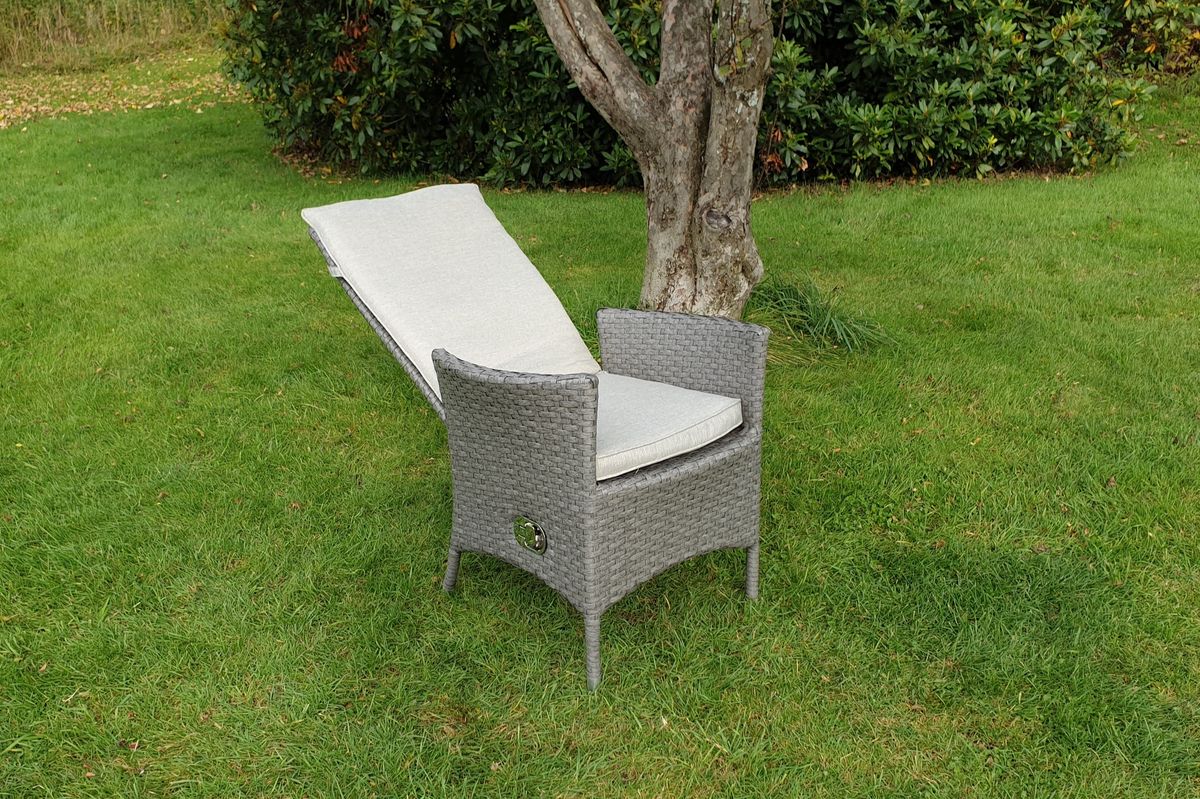 Palermo sett 2 stoler m/puter+bord Ø60 cm - gråmelert/sandgrå