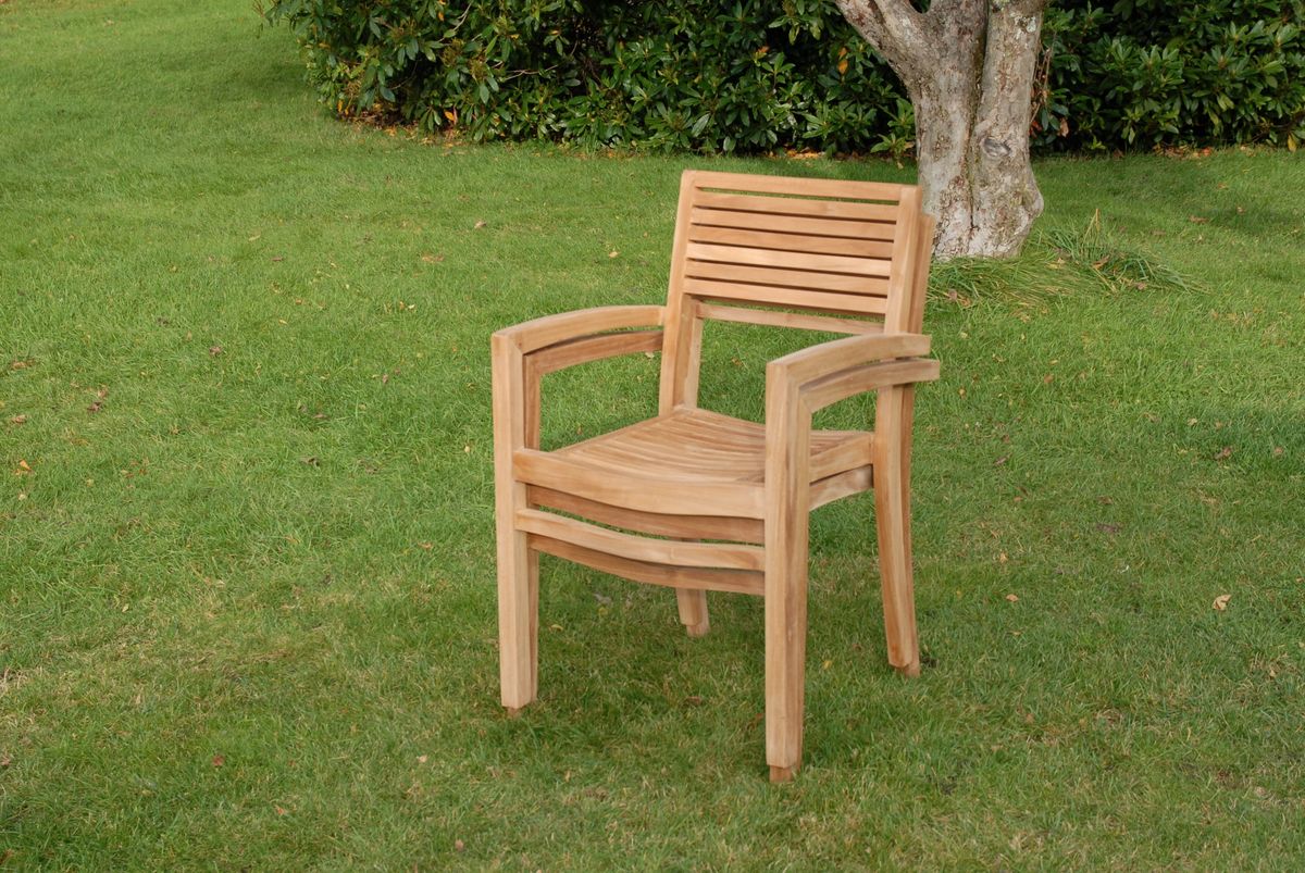 Figaro sett 4 stabelbare stoler+uttrekksbord - teak