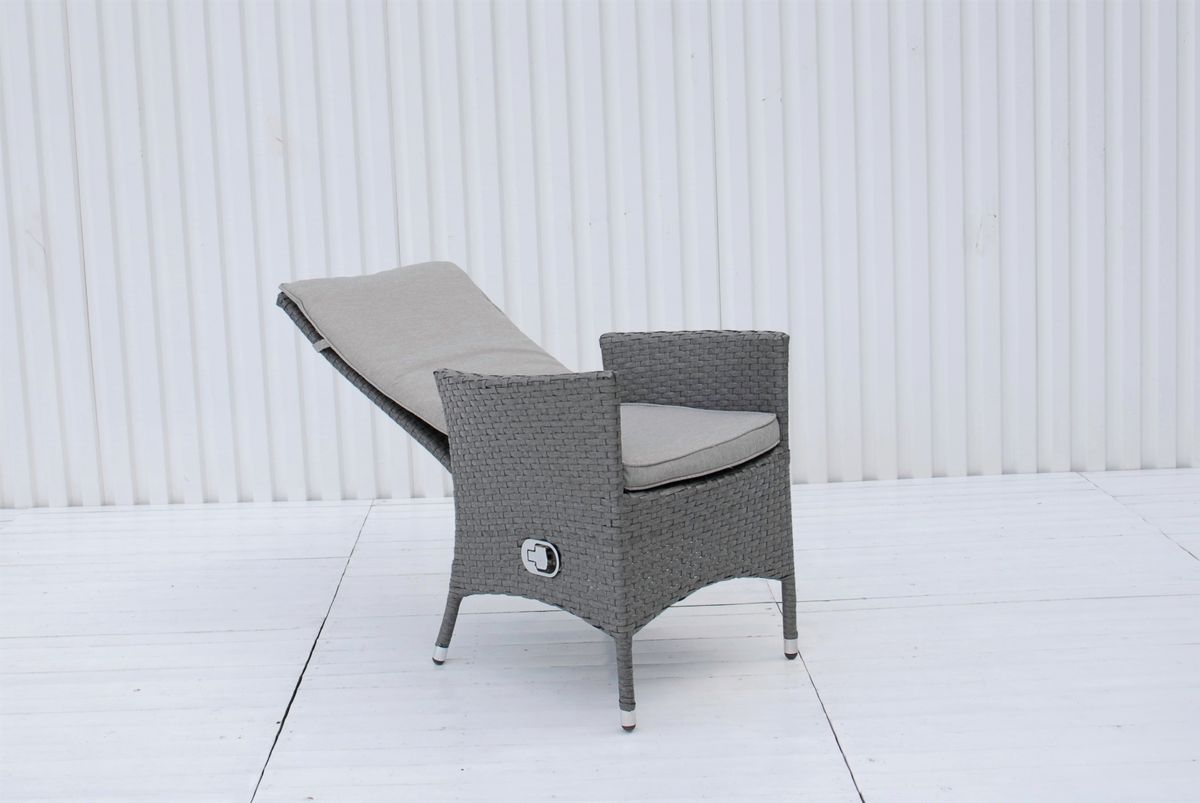 Palermo sett 2 stoler m/puter+bord Ø60 cm - gråmelert/sandgrå