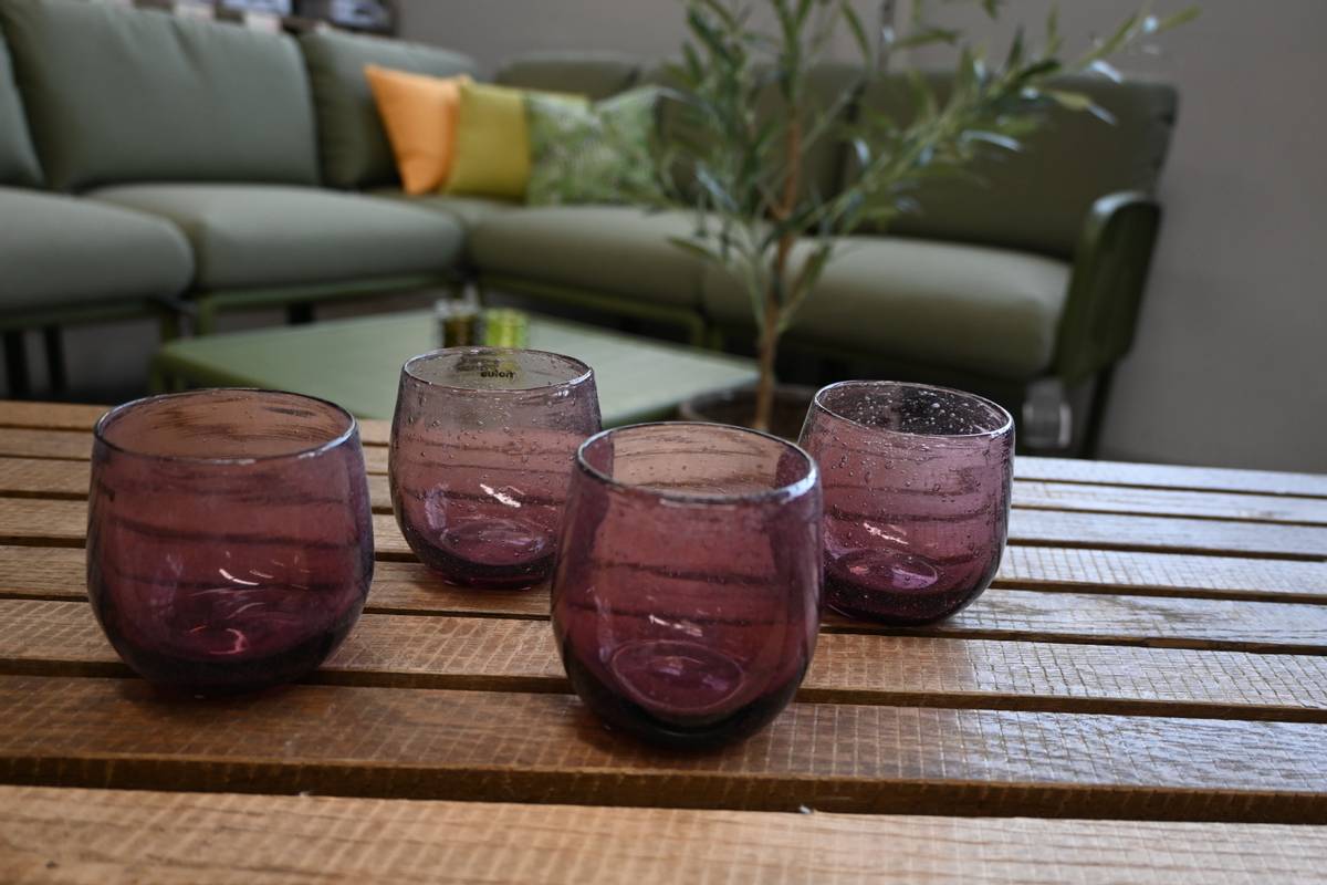 Miljø lysglass for telys Ø7xH7 cm - mørk syrin, 4 stk 