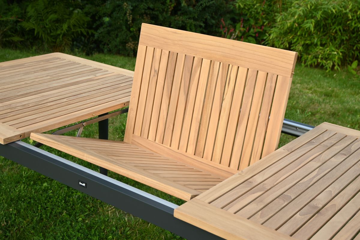 Figaro sett 6 stabelbare stoler+uttrekksbord - teak